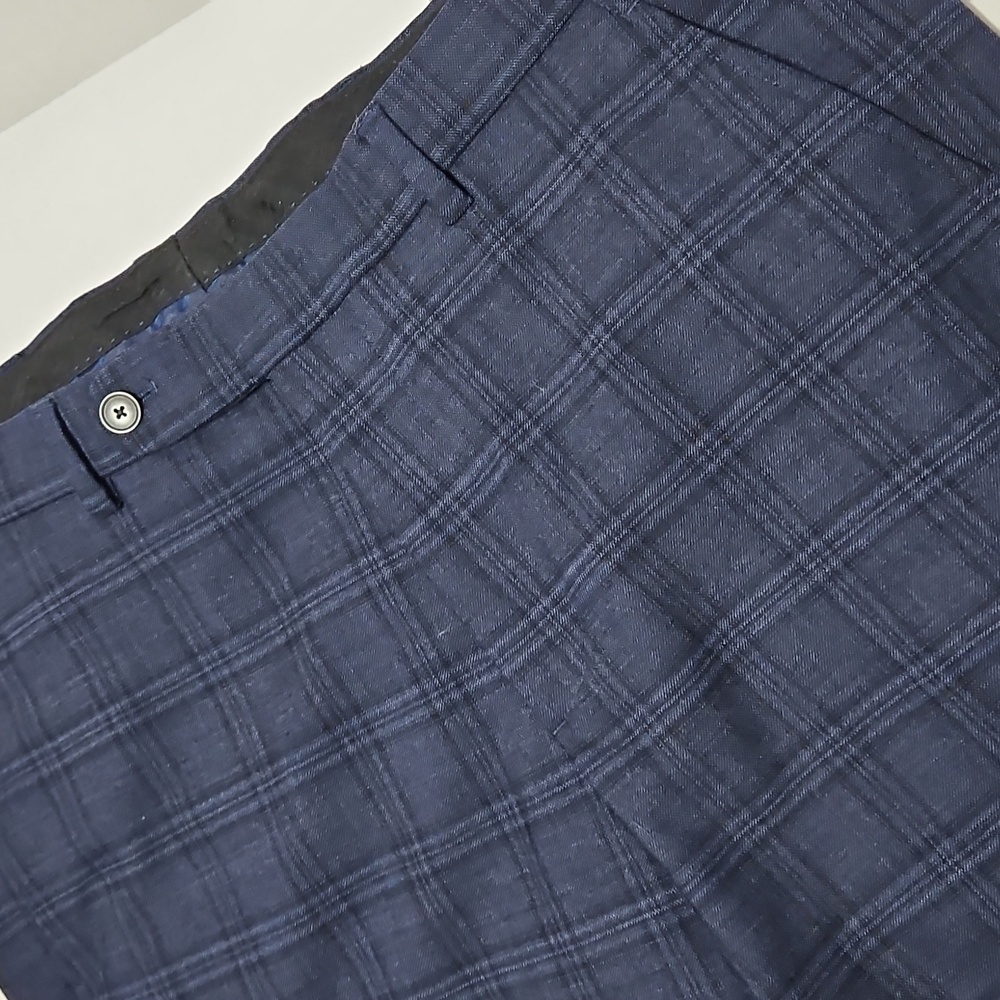 Joseph Abboud Dark Blue Plaid Dress Casual Trouser Pants Size 32x30